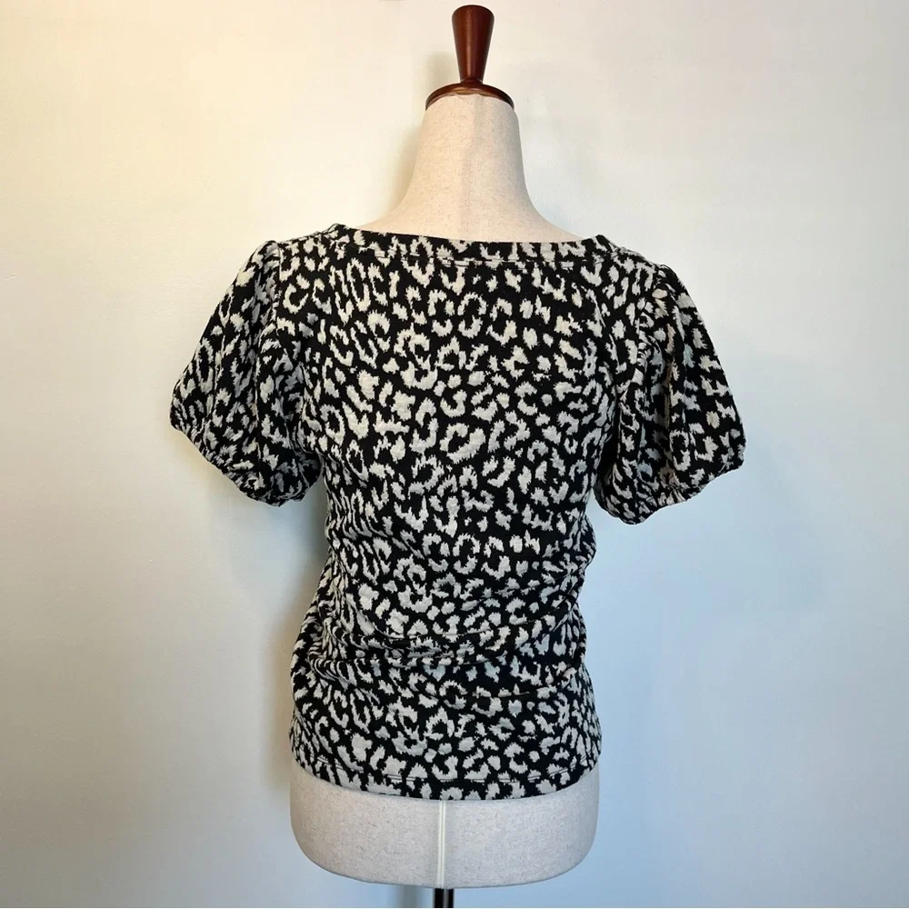 Free people leopard black/ white square neck top medium